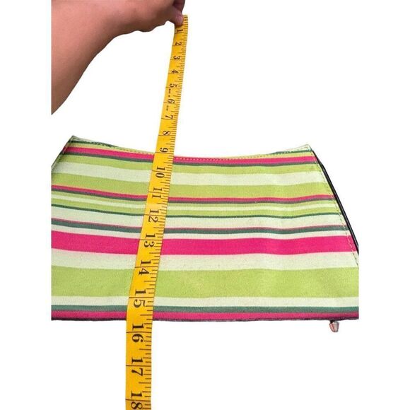 Colorful Striped Handbag With Black Handles & Zip Closure - Picture 6 of 9